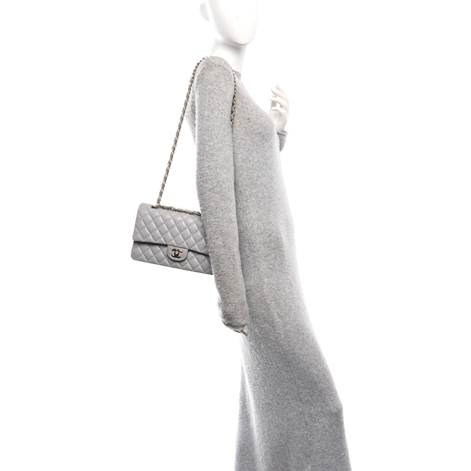 Chanel Caviar Quilted Medium Double Flap Grey 2 of 10
