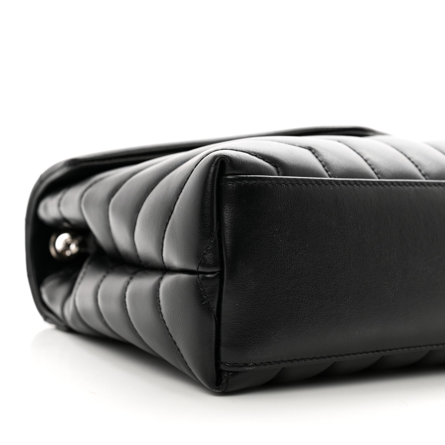 Calfskin Y Quilted Monogram Small Loulou Chain Satchel Black