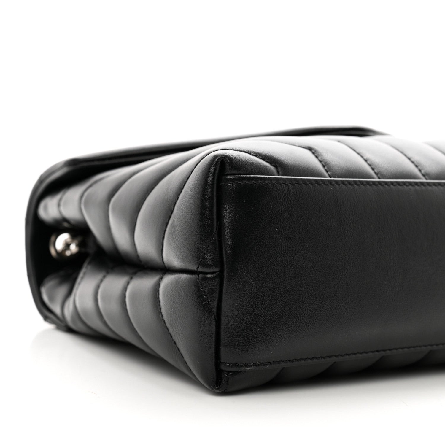 Saint Laurent Calfskin Y Quilted Monogram Small Loulou Chain Satchel Black 9 of 10