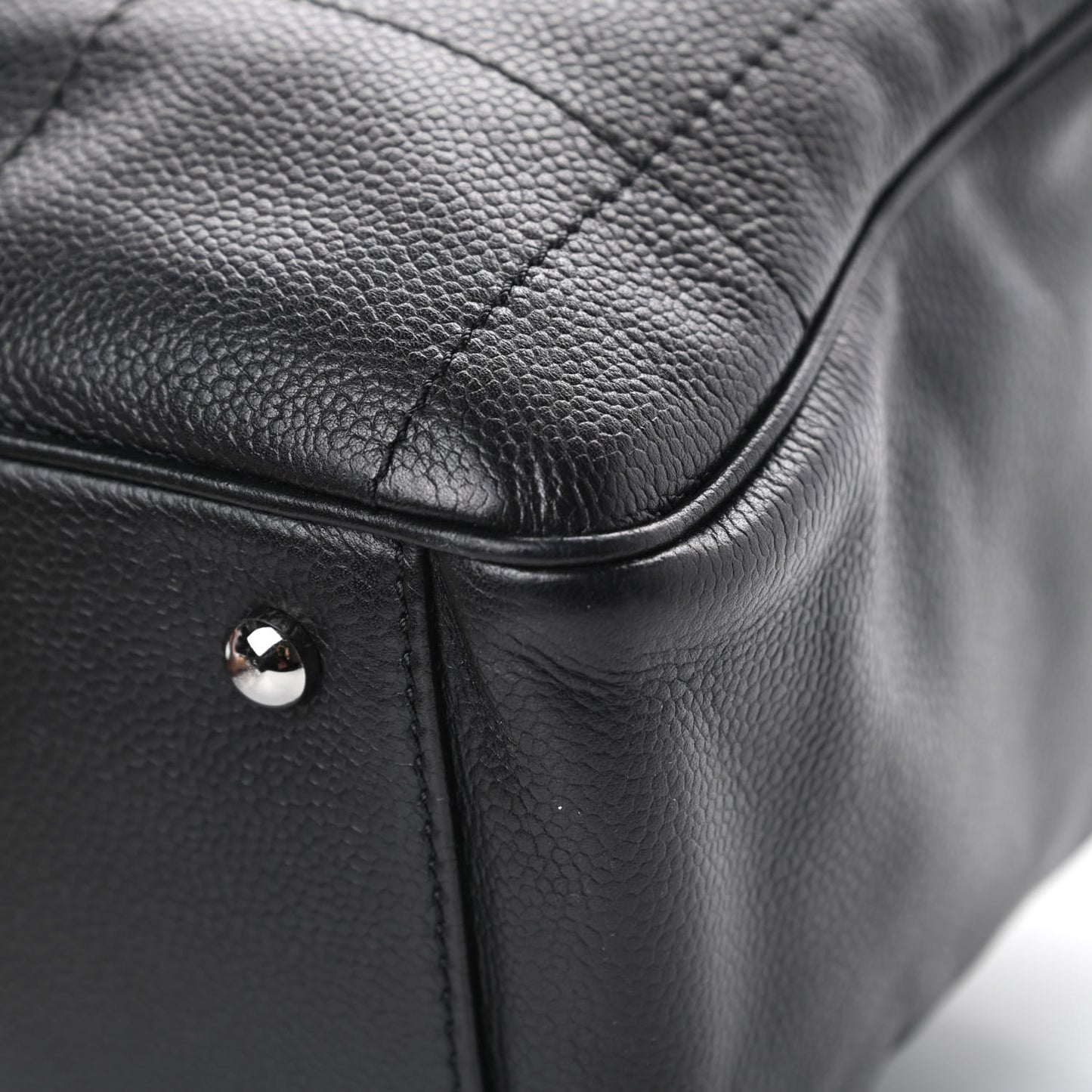 Caviar Square Stitched Large Tote Black