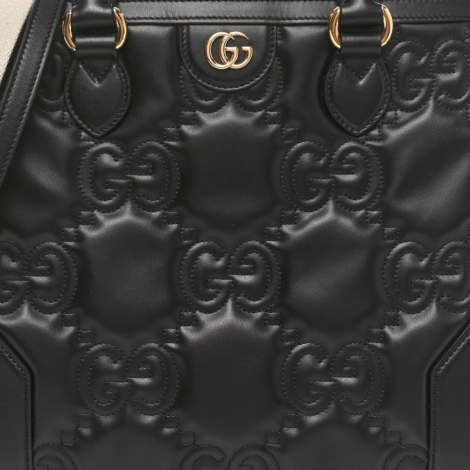 Gucci Calfskin GG Matelasse Small Tote Bag Black Natural 8 of 10