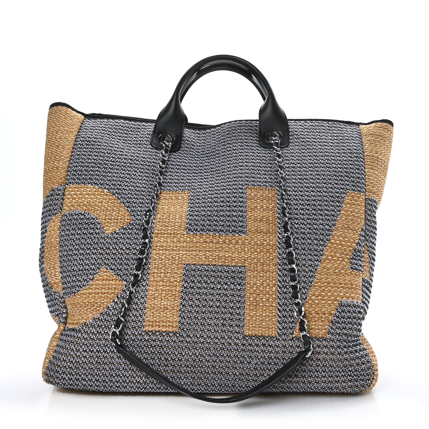 Chanel Mixed Fibers Large Shopping Bag Blue Beige 1 of 10