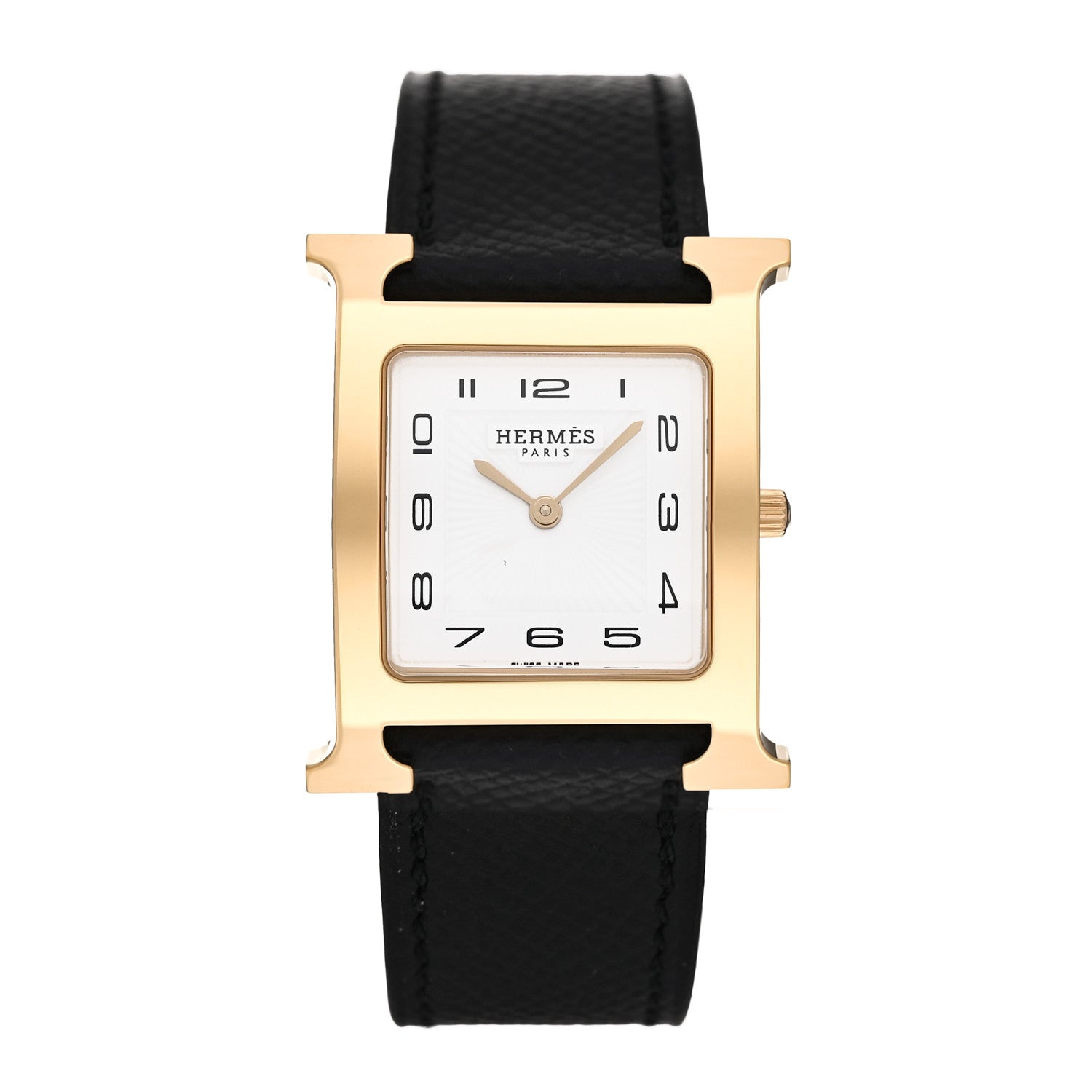 Hermes Stainless Steel Epsom 26mm Heure H Hour Quartz Watch Noir 1 of 5