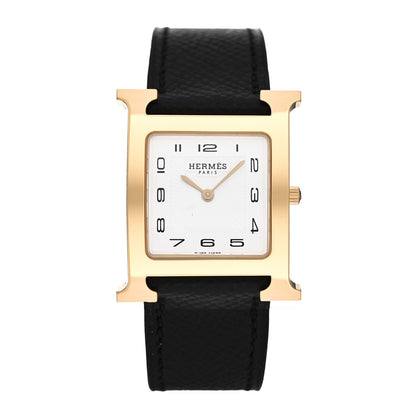 Hermes Stainless Steel Epsom 26mm Heure H Hour Quartz Watch Noir 1 of 5