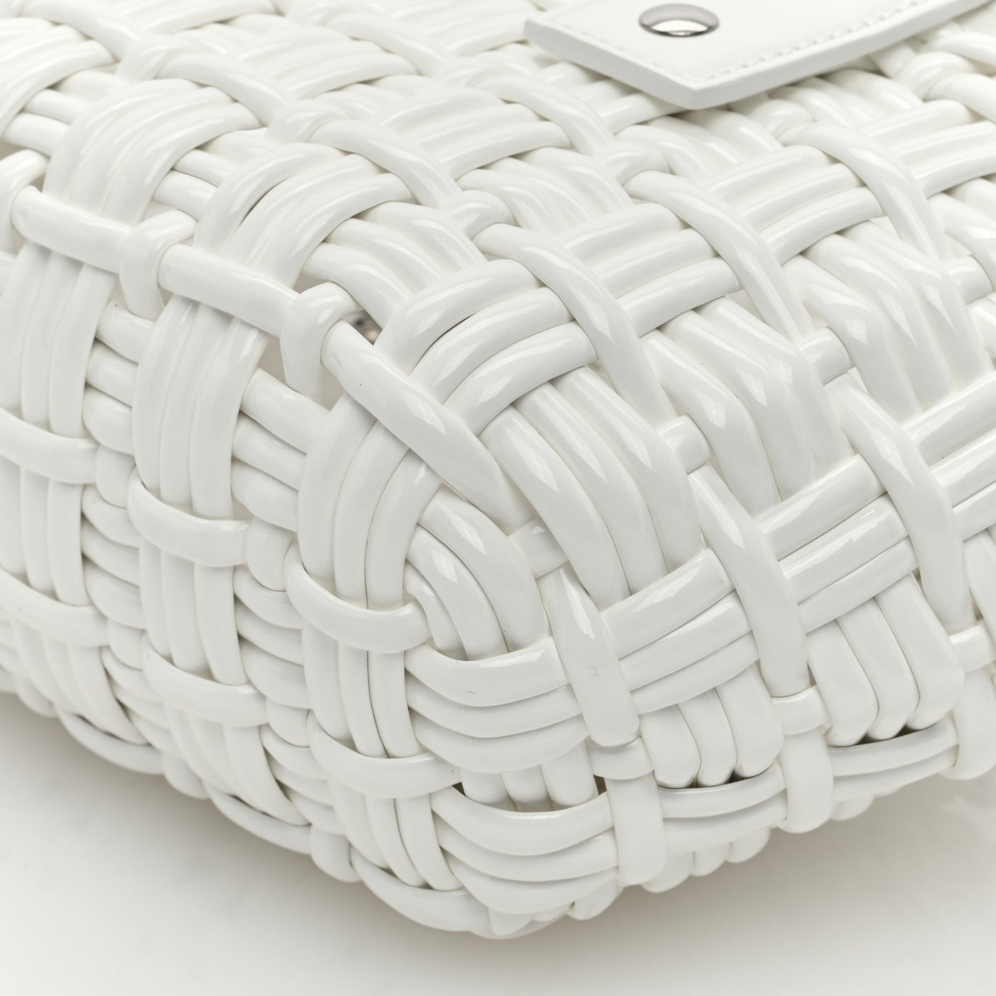 Faux Calfskin Braided Varnished XXS Bistro Basket White