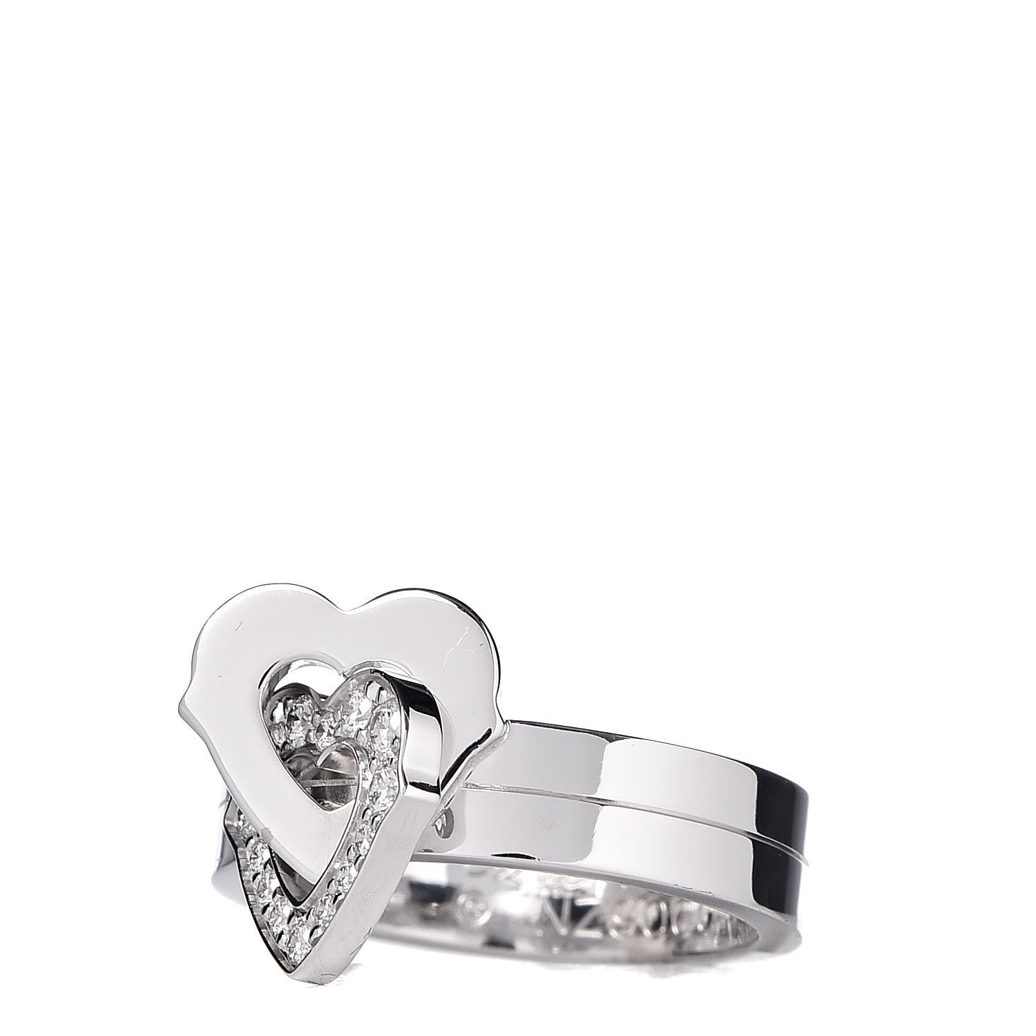 Cartier 18K White Gold Diamond Double Heart Ring 48 4.5 3 of 5
