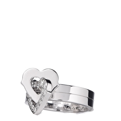 Cartier 18K White Gold Diamond Double Heart Ring 48 4.5 3 of 5