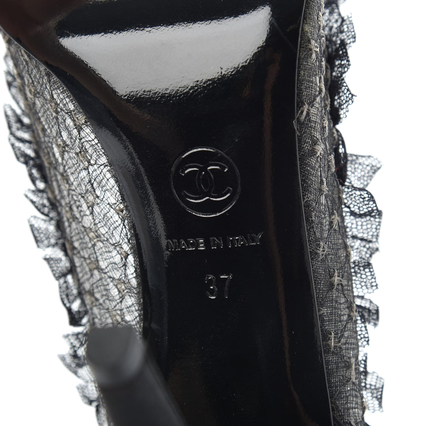 Mesh Satin CC Pumps 37 Black