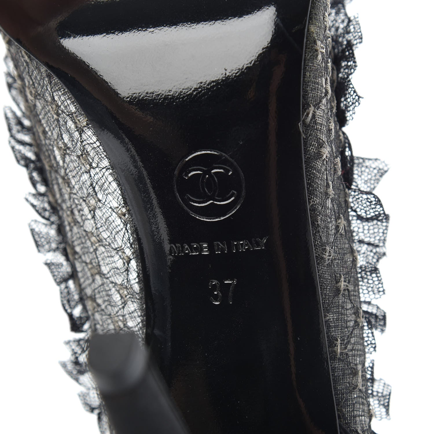 Chanel Mesh Satin CC Pumps 37 Black 6 of 8