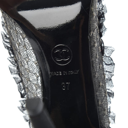 Chanel Mesh Satin CC Pumps 37 Black 6 of 8