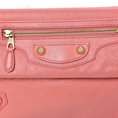 Balenciaga Agneau Giant 12 Gold Hardware Envelope Strap Clutch Rose Azalee 8 of 18