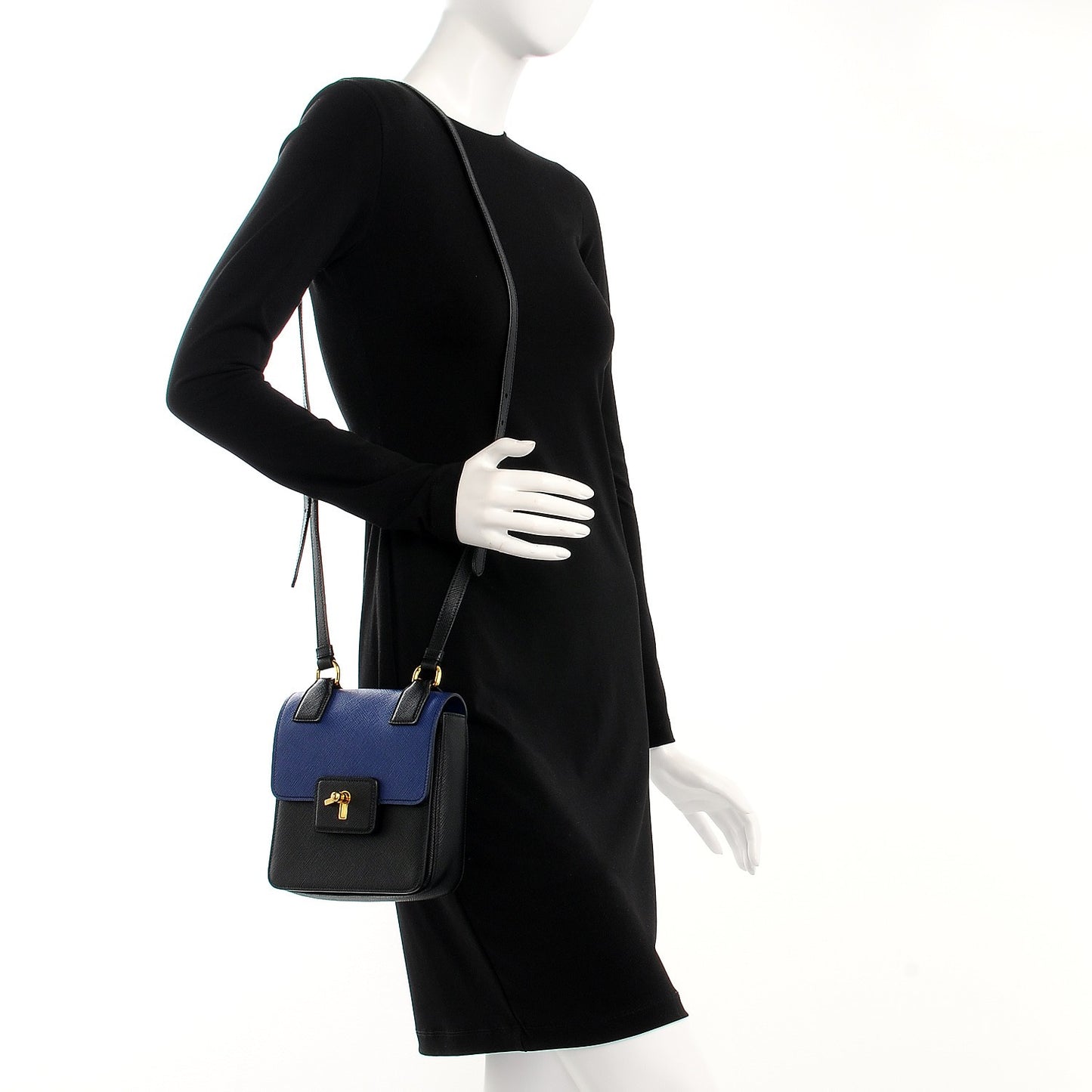 Saffiano Bi-Color Crossbody Bag Inchiostro Black