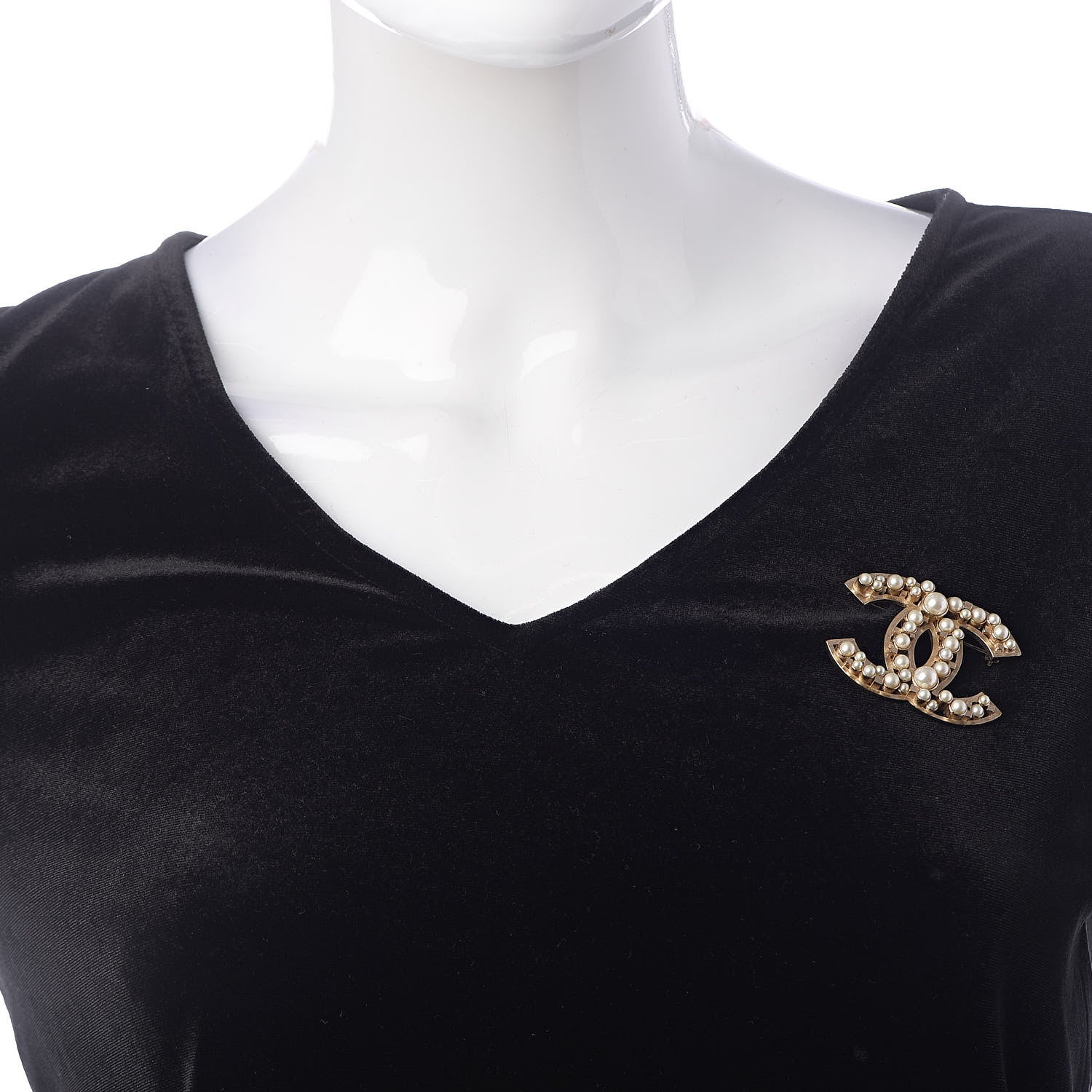 Chanel Pearl CC Brooch Light Gold 2 of 4