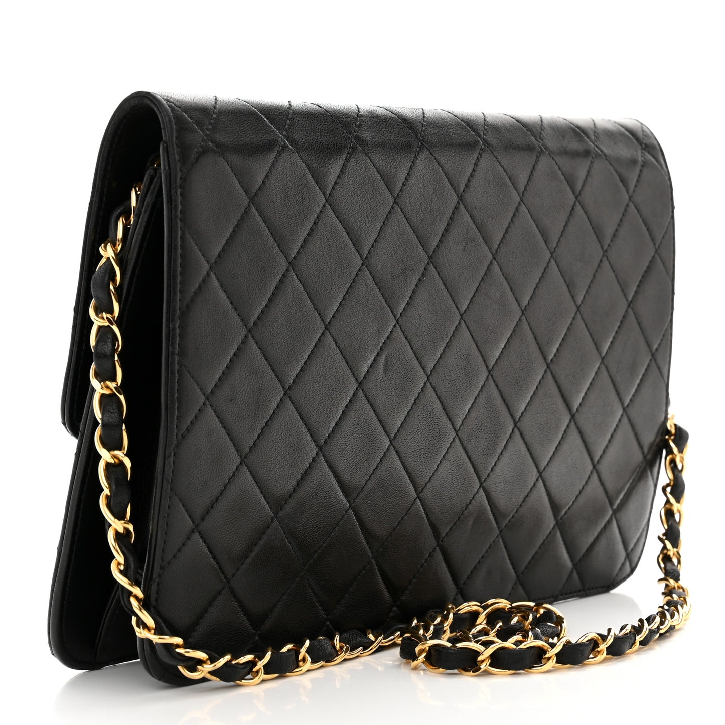 Lambskin Quilted Medium Single Flap Black