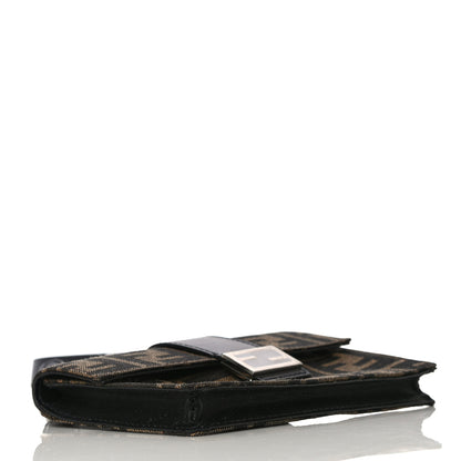 Fendi Recycled Fabric Jacquard Vitello Grace FF 1974 Baguette Belt Pouch Tobacco Moro Black 4 of 11