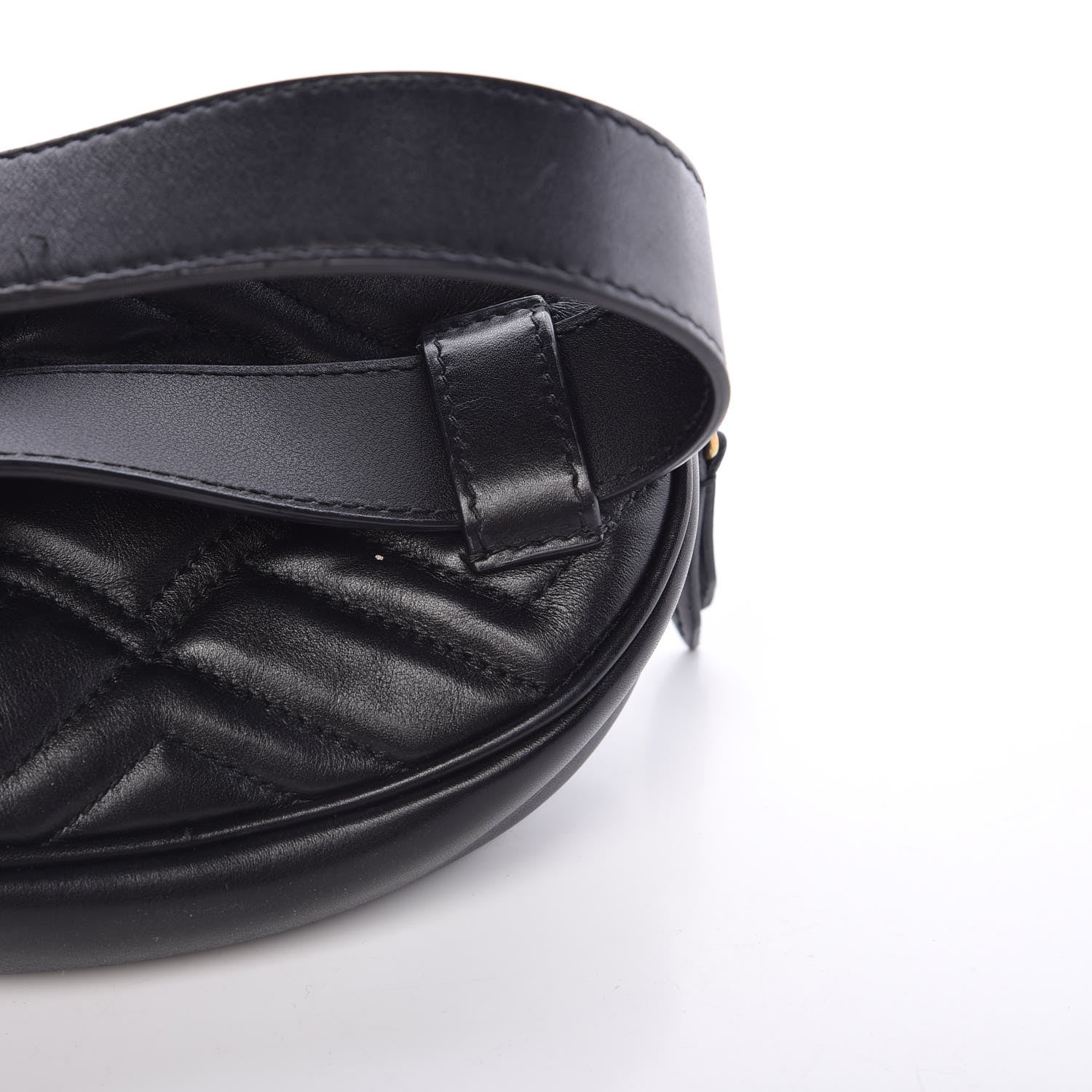 Gucci Calfskin Matelasse GG Marmont Belt Bag 85 34 Black 8 of 12