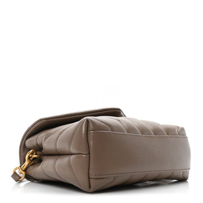 Saint Laurent Calfskin Y Quilted Monogram Toy Loulou Crossbody Bag Taupe 4 of 10