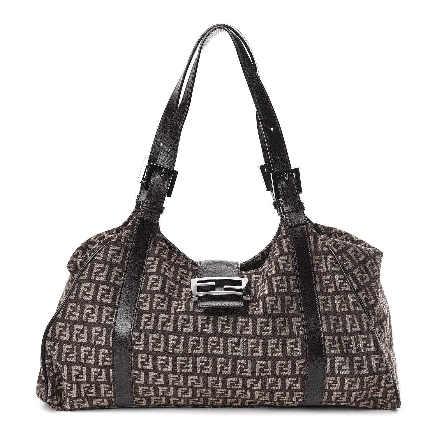 Fendi Zucchino Vitello Shoulder Bag Testa di Moro Beige 1 of 19