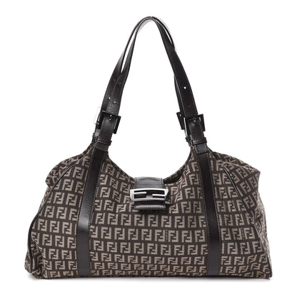 Fendi Zucchino Vitello Shoulder Bag Testa di Moro Beige 1 of 19