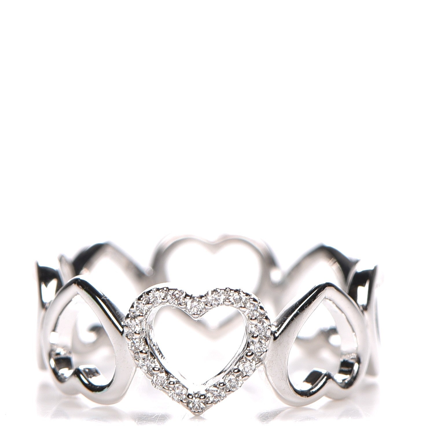Tiffany 18K White Gold Diamond Hearts Eternity Band Ring 6.25 1 of 6