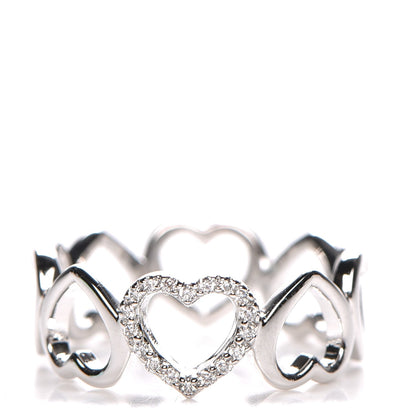 Tiffany 18K White Gold Diamond Hearts Eternity Band Ring 6.25 1 of 6