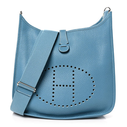 Hermes Taurillon Clemence Evelyne III GM Blue Jean 1 of 11
