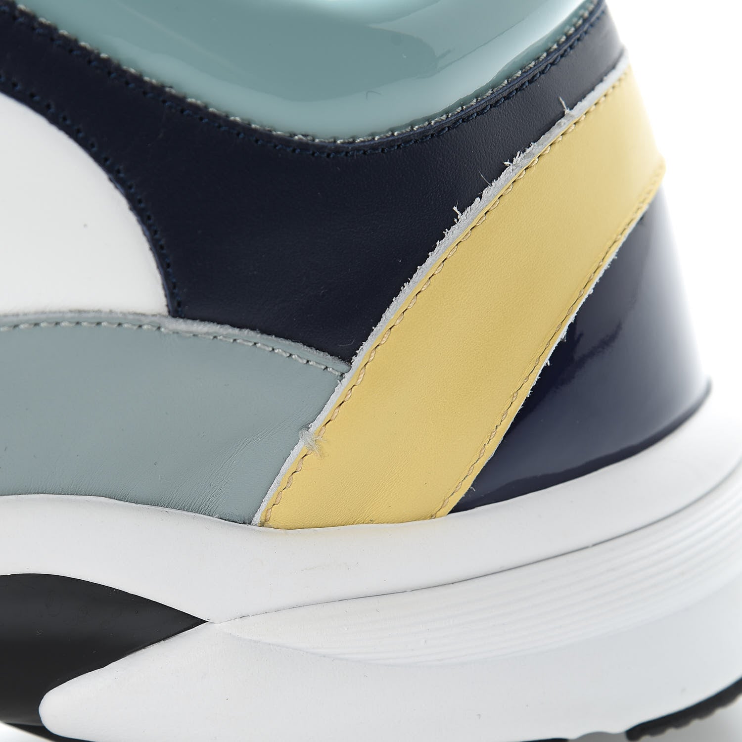 Chanel Calfskin Patent CC Sneakers 41 White Blue Yellow 11 of 14