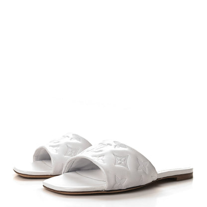 Louis Vuitton Lambskin Embossed Monogram Revival Flat Mules 37 White 3 of 8
