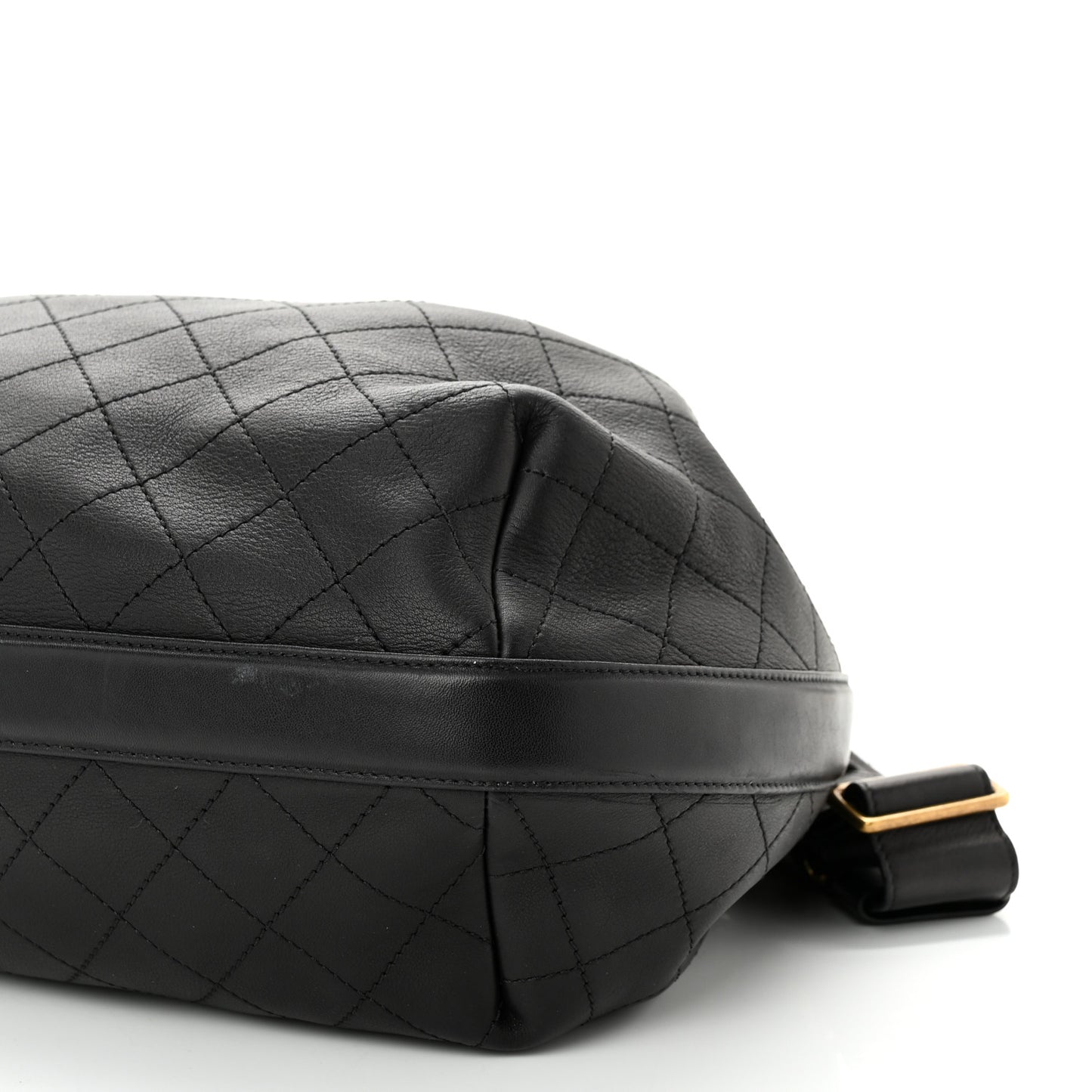 Calfskin Stitched Small Paris Rome Drawstring CC Bag Black
