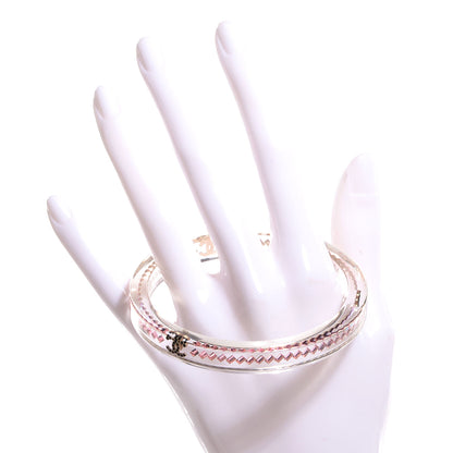 Chanel Translucent Resin Crystal CC Bracelet Pink Black 2 of 6