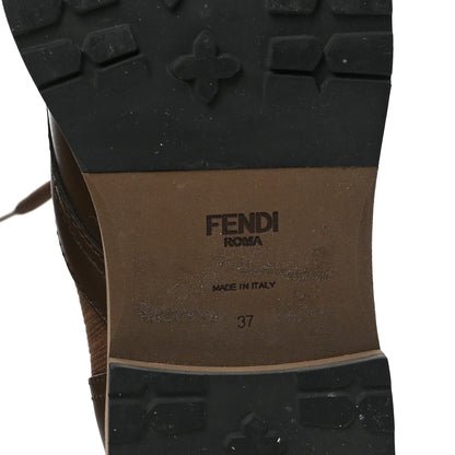 Fendi Vitello Stretch Fabric FF Rockoko Biker Boots 37 Maya Chocolate 6 of 8
