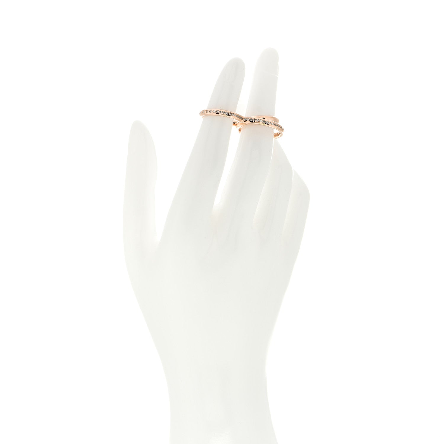 Hermes 18K Rose Gold Diamond Vertige Coeur Double Ring 50 5.25 2 of 5