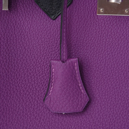 Hermes Togo Bi-Color Horseshoe Birkin 30 Anemone Black 17 of 34