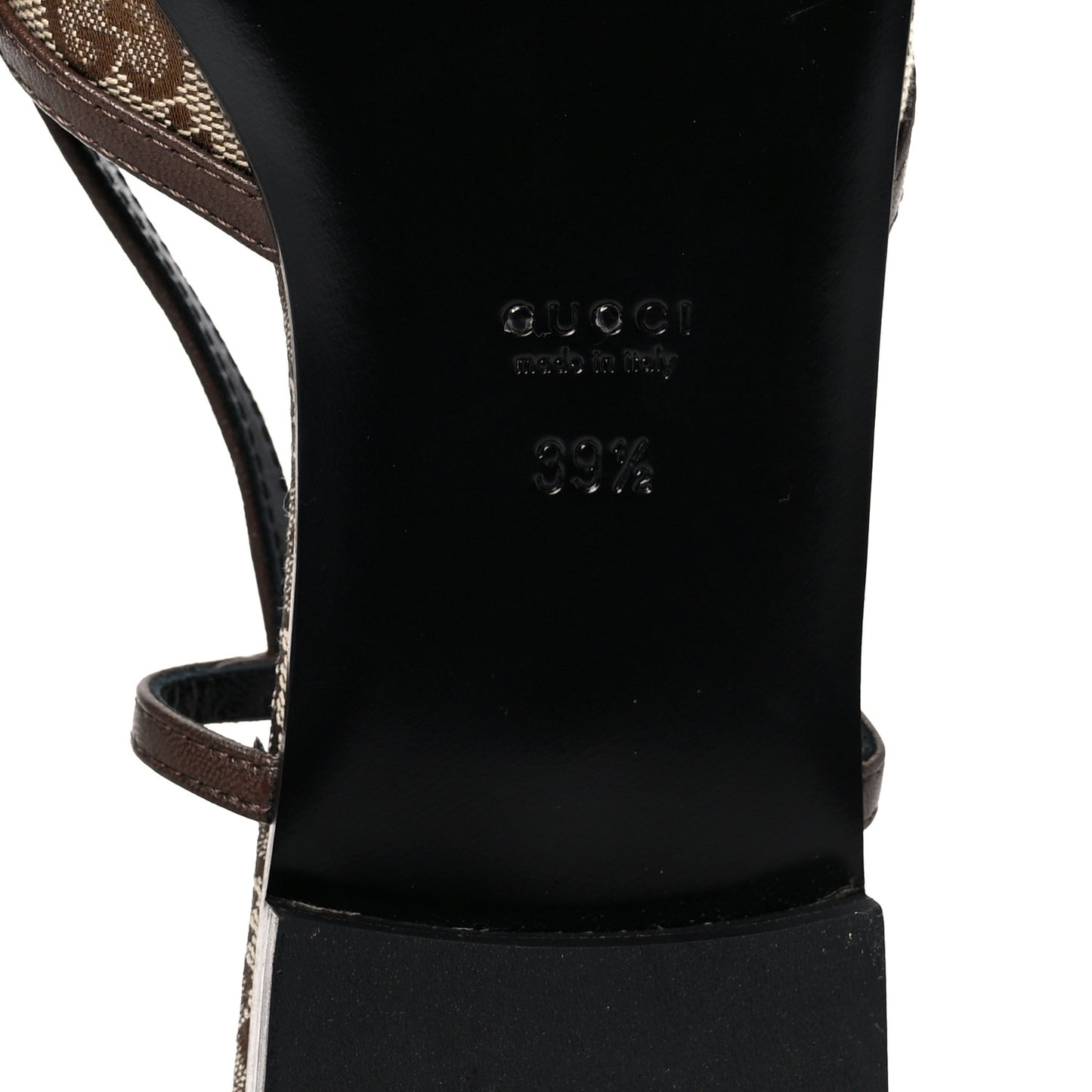 GG Monogram Malaga Kid Square G 35mm Slingback Pumps 39.5 Beige Ebony New Acero