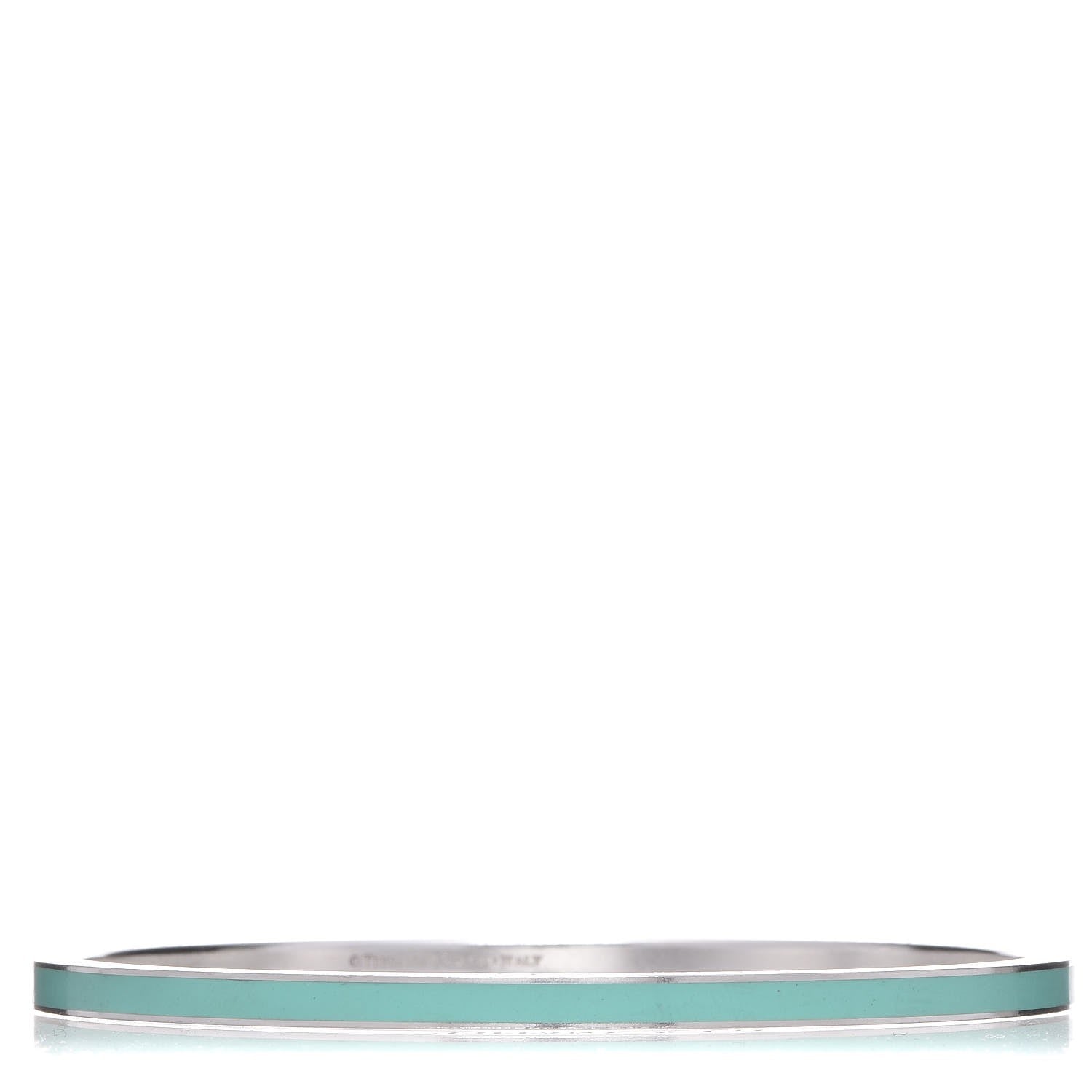 Tiffany Sterling Silver Enamel Bangle Bracelet Blue 1 of 7