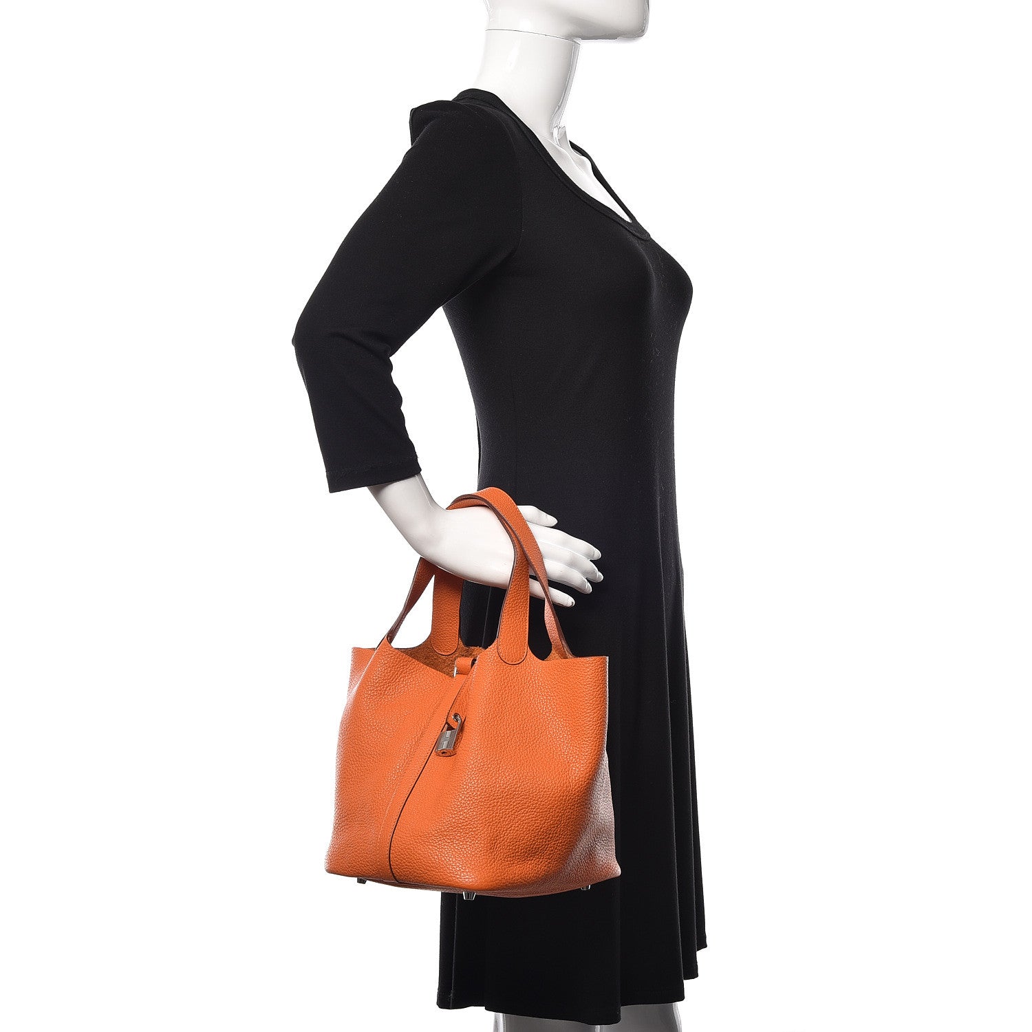 Hermes Taurillon Clemence Picotin Lock 22 MM Orange 2 of 10