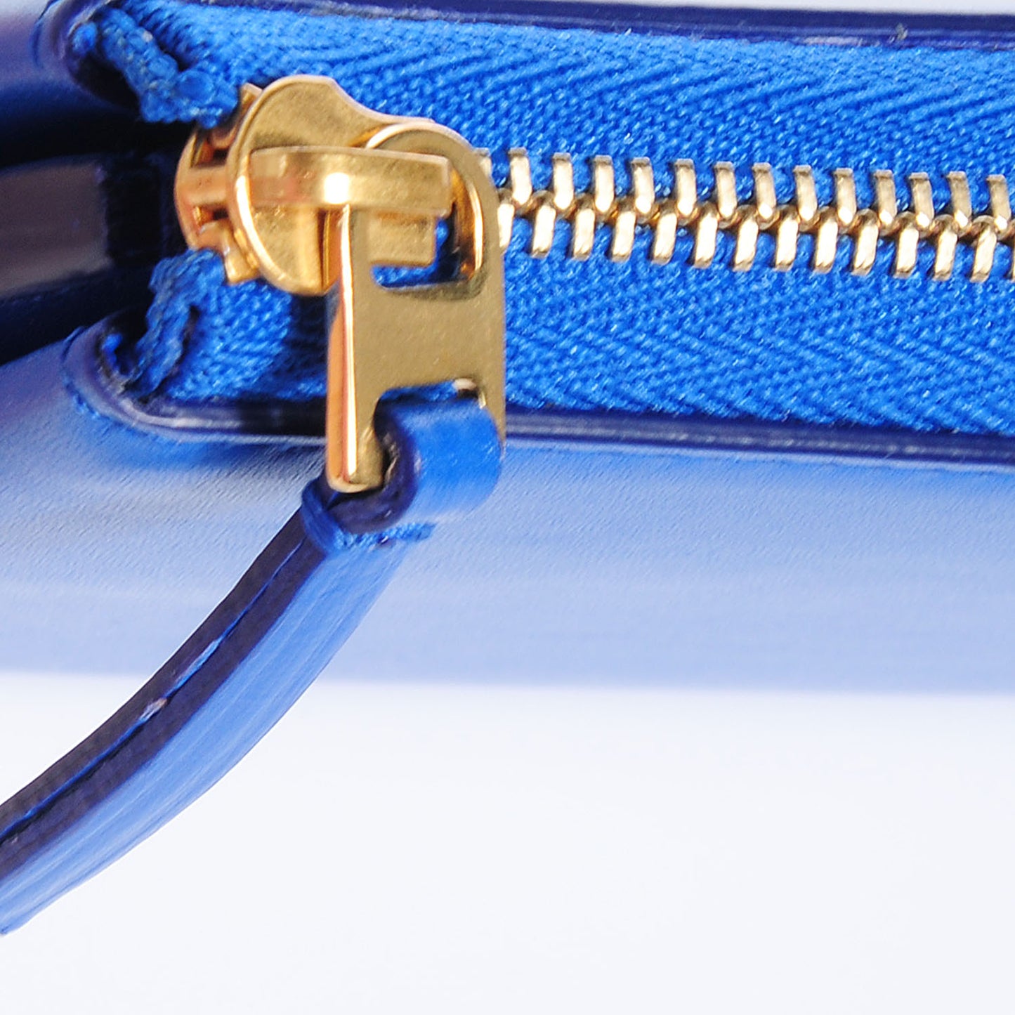 Smooth Calfskin Large Half Zip Multi-Function Wallet Electric Blue