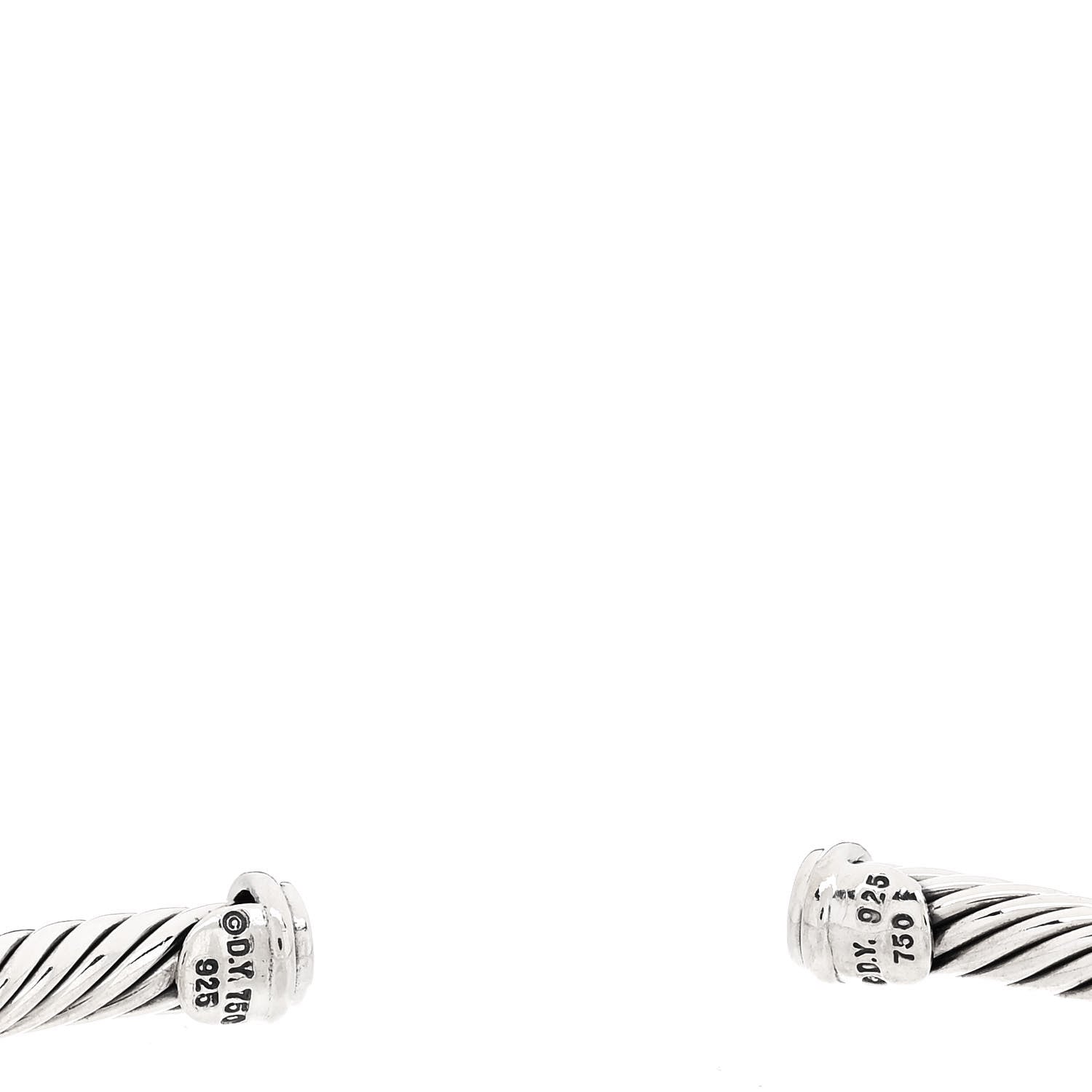 David Yurman Sterling Silver 18K Yellow Gold Smoky Quartz 4mm Cable Classics Station Bracelet 3 of 3