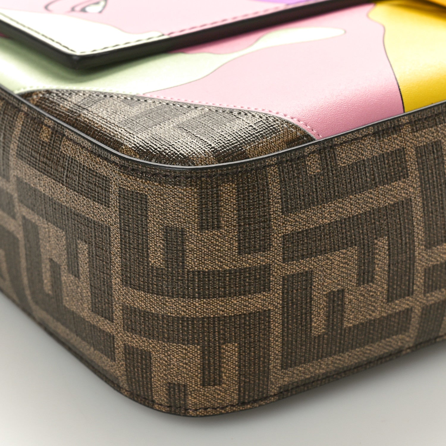 Fendi Glazed Fabric FF 1974 Hairdo Girls Inlay Baguette Mogano Panna Multicolor 9 of 10