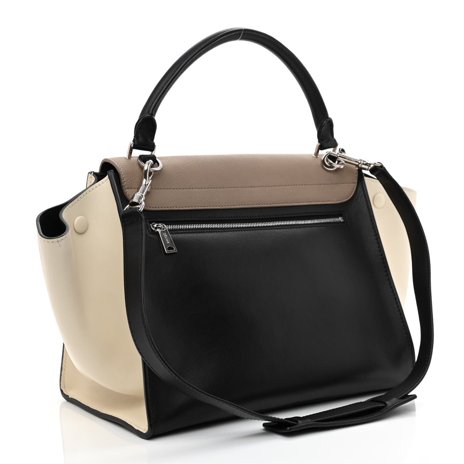 Celine Drummed Calfskin Medium Tri-Color Trapeze Light Khaki 3 of 10