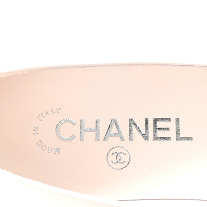 Chanel Shiny Lambskin Grosgrain Pearl Mary Janes Flats 37.5 White Black 8 of 10
