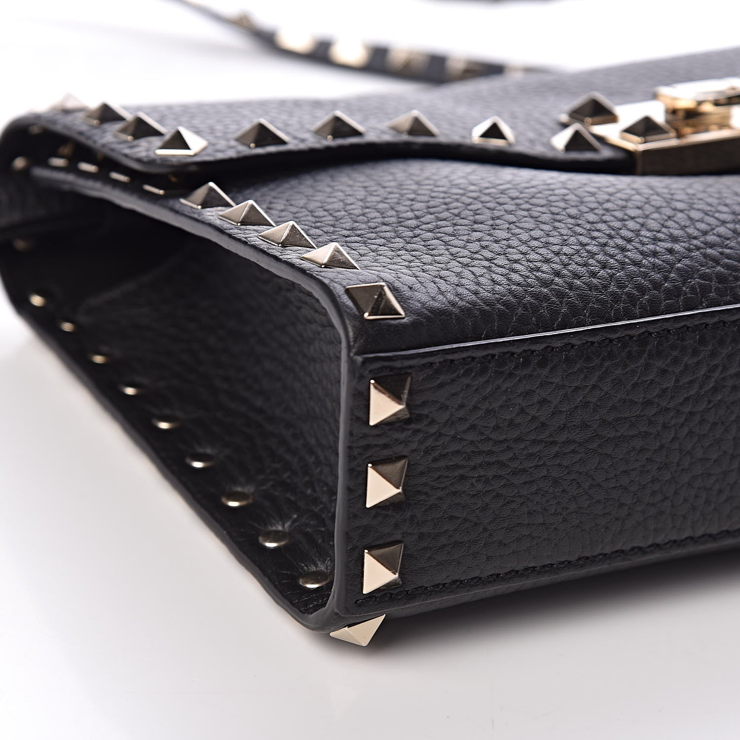 Valentino Garavani Pebbled Calfskin Medium Rockstud Flip Lock Crossbody Bag Black 7 of 8