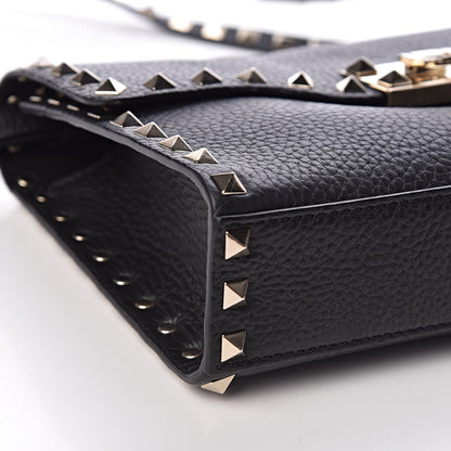 Valentino Garavani Pebbled Calfskin Medium Rockstud Flip Lock Crossbody Bag Black 7 of 8