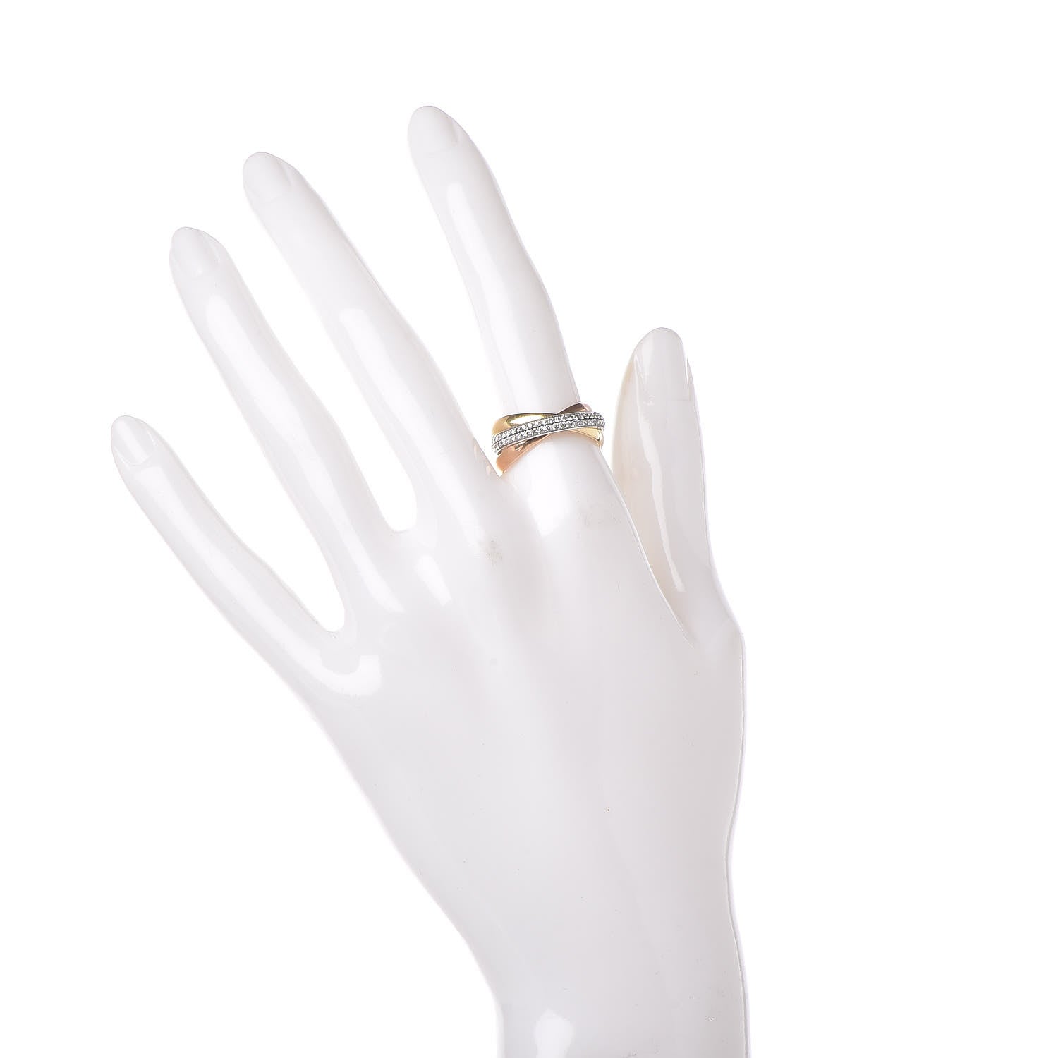 Cartier 18K White Yellow Pink Gold Diamond Small Trinity Paved Ring 53 6.25 3 of 12