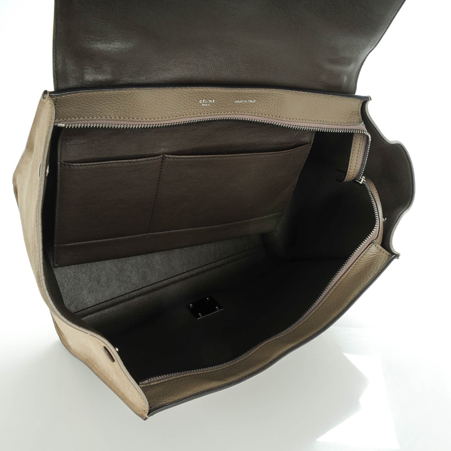 Celine Drummed Calfskin Suede Medium Trapeze Souris 7 of 7