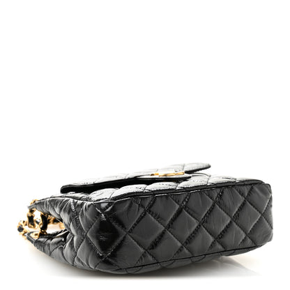 Chanel Shiny Crumpled Calfskin Quilted Small Wavy CC Hobo Black 4 of 10