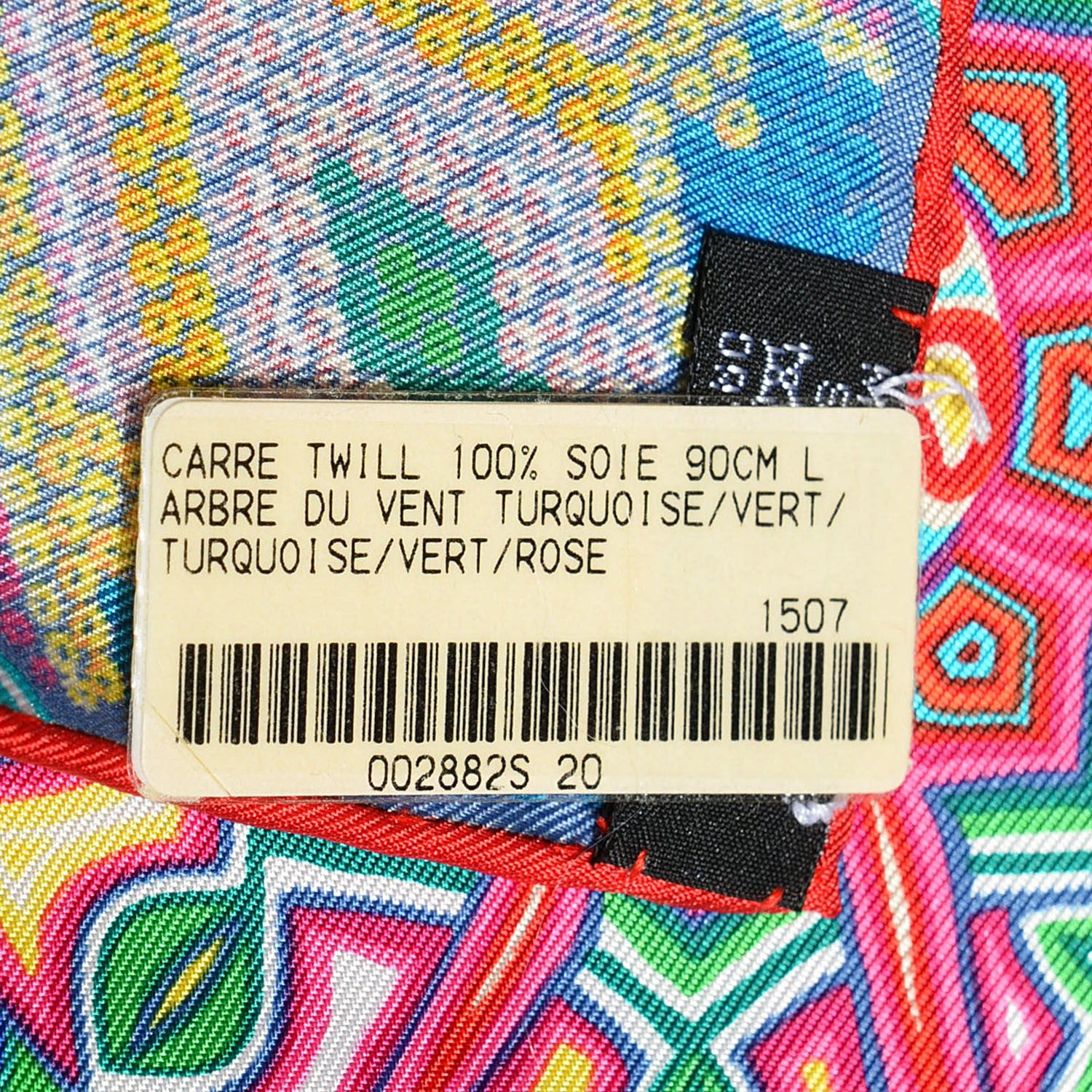 Hermes Silk L'Arbre Du Vent Scarf 90 Turquoise Vert Rose 5 of 6