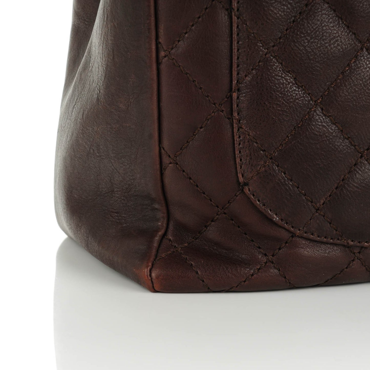 Calfskin Quilted Grand Shopping Tote GST Dark Brown