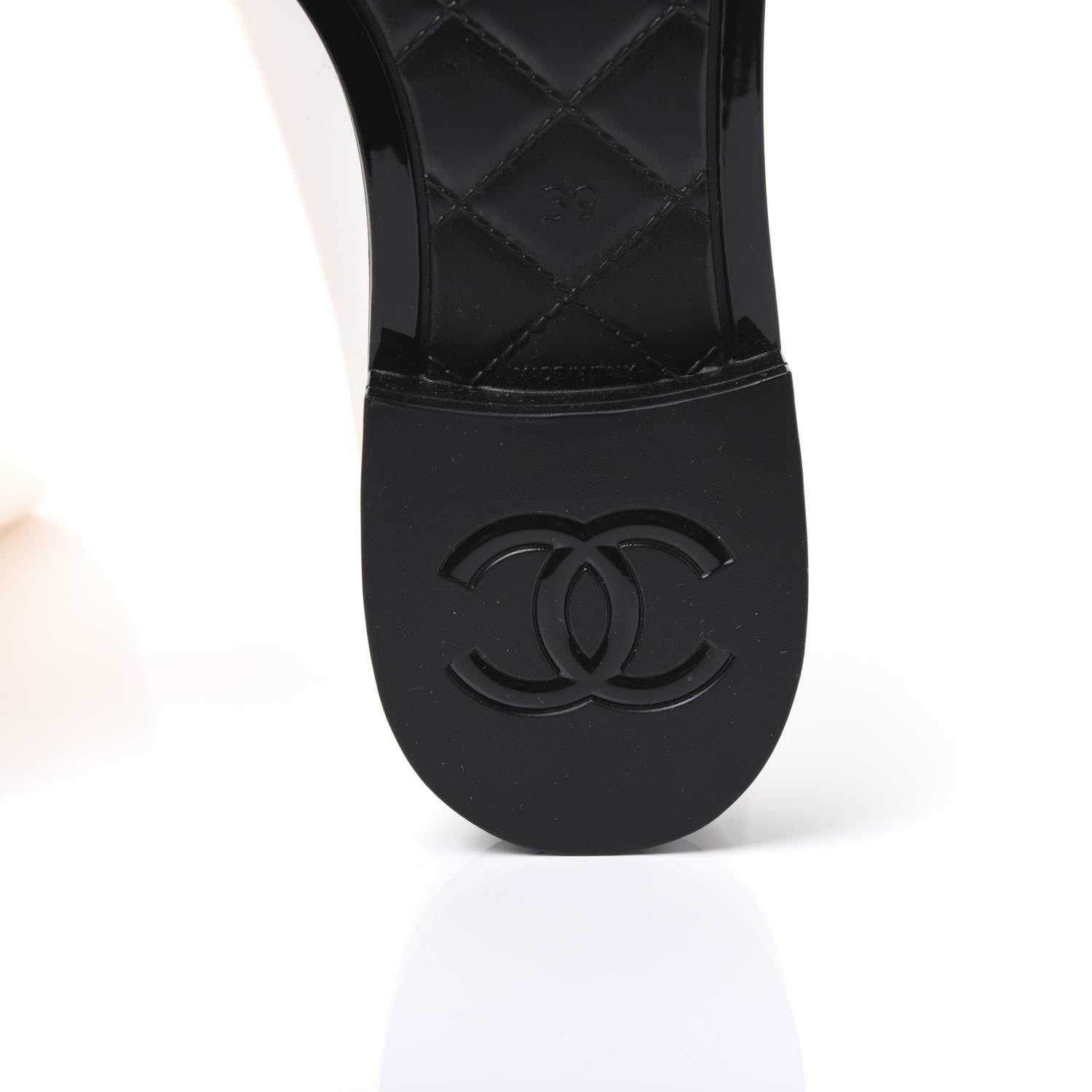 Chanel Rubber Rain Boots 39 Ivory Black 6 of 9