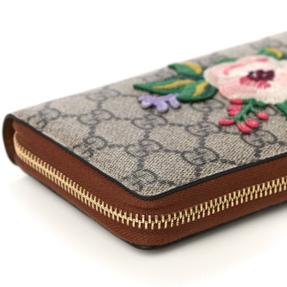 Gucci GG Supreme Monogram Garden Embroidered Zip Around Wallet 7 of 13